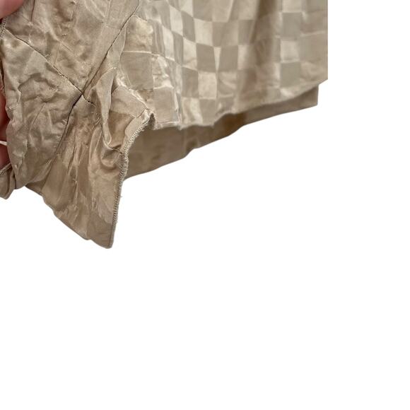 Lunya Silk Checkered Jacquard Silk Short Set Beige Tan Gold Plus Size 1X - Picture 16 of 16